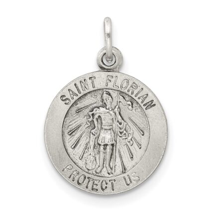 Sterling Silver Antiqued Saint Florian Medal