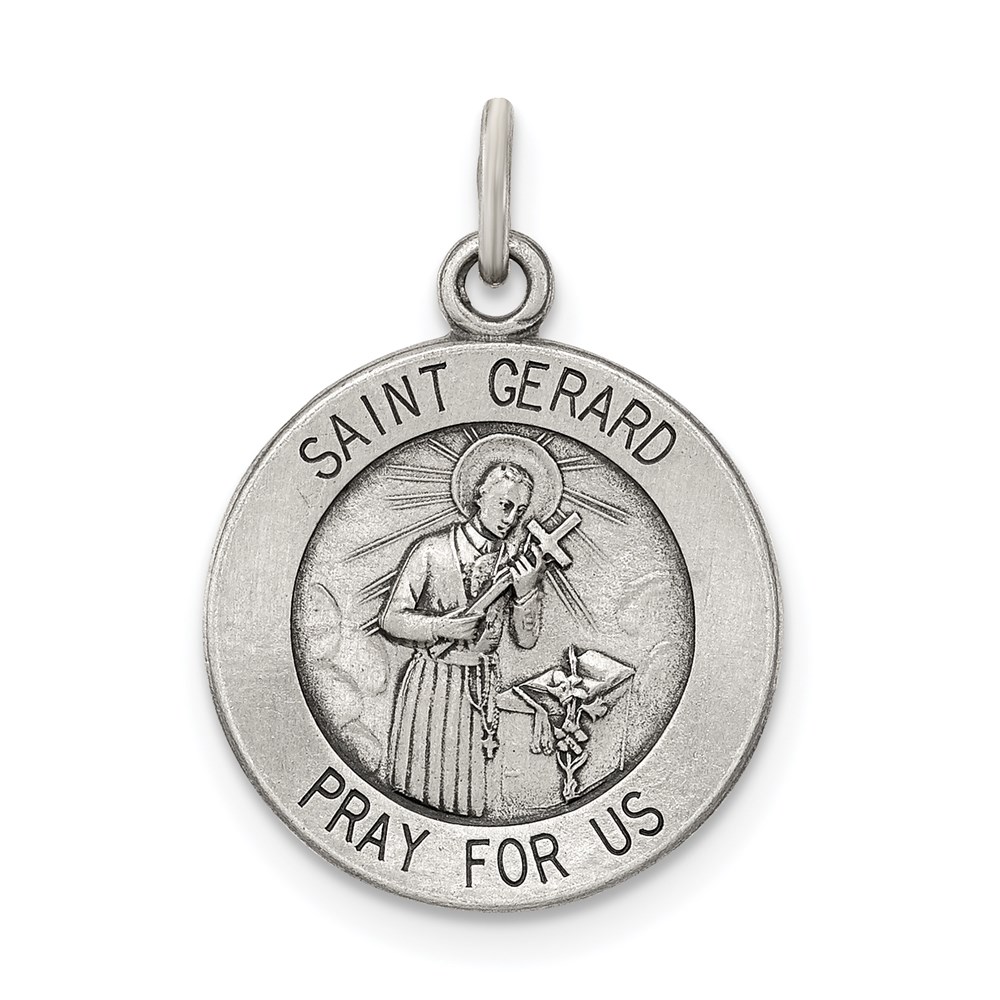 QC5728.jpg Sterling Silver Antiqued Saint Gerard Medal - Image 1