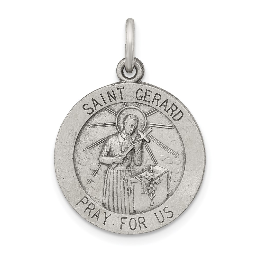 QC5730.jpg Sterling Silver Antiqued Saint Gerard Medal - Image 1