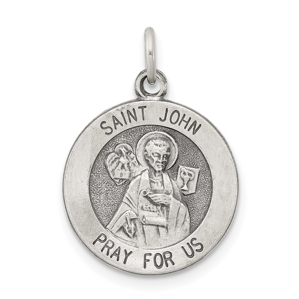 QC5731.jpg Sterling Silver Antiqued Saint John Medal - Image 1