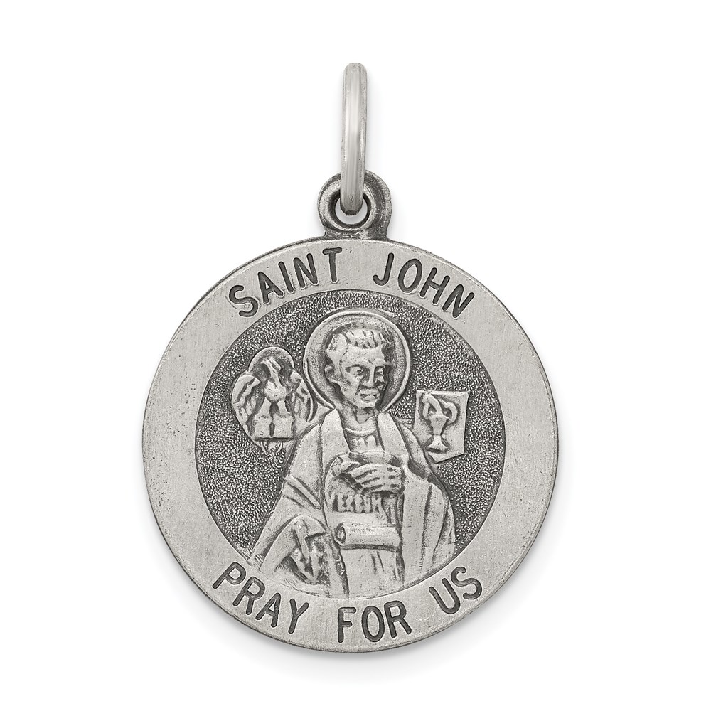 QC5732.jpg Sterling Silver Antiqued Saint John Medal - Image 1