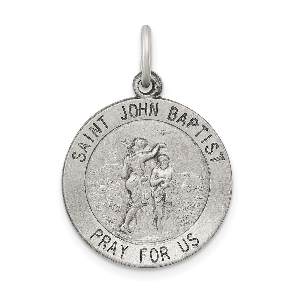 QC5733.jpg Sterling Silver Antiqued Saint John the Baptist Medal - Image 1