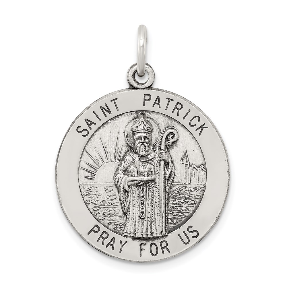 QC5748.jpg Sterling Silver Antiqued Saint Patrick Medal - Image 1