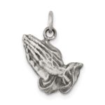 Sterling Silver Antiqued Praying Hands Charm