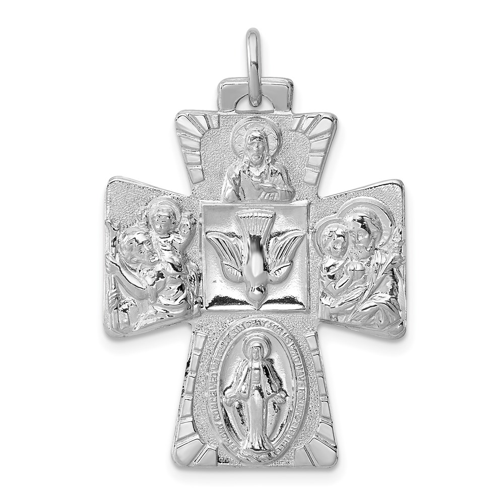 QC5809.jpg Sterling Silver Rhodium-plated Reversible 4-way Medal - Image 1