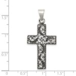 Sterling Silver Antiqued Scroll Cross Pendant - Image 3