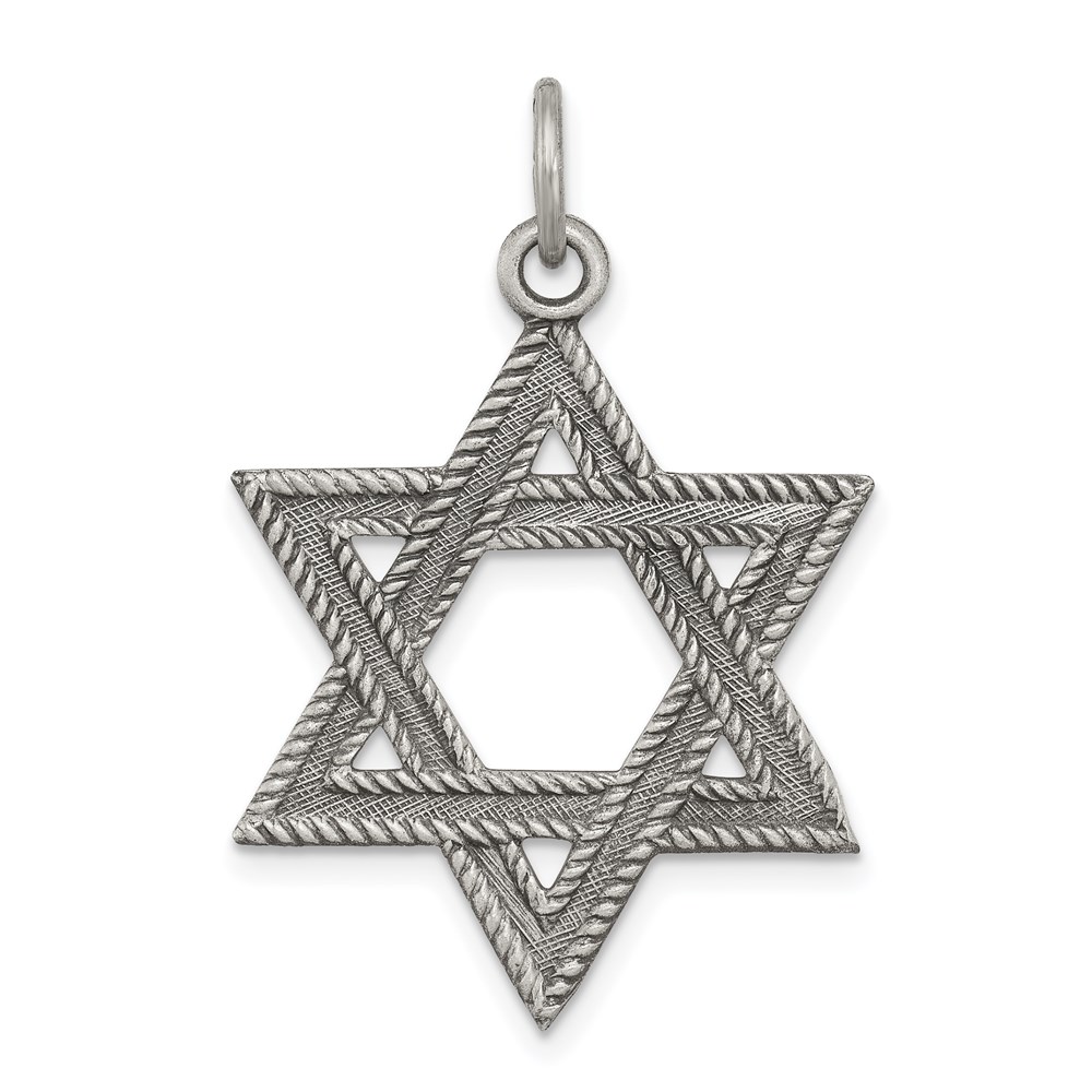 QC5948.jpg Sterling Silver Antiqued Star of David Charm - Image 1