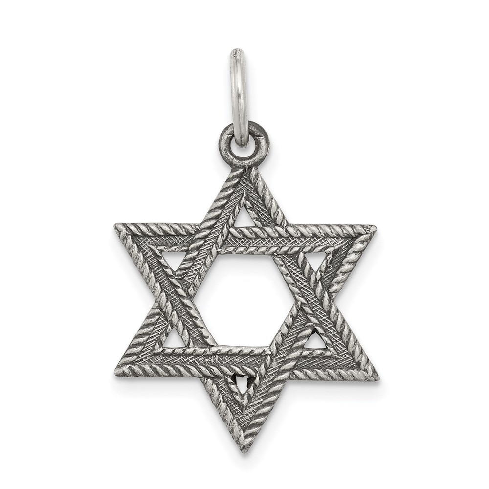 QC5949.jpg Sterling Silver Antiqued Star of David Pendant - Image 1