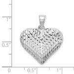 Sterling Silver Rhodium-plated Diamond-cut Puffed Heart Pendant - Image 4