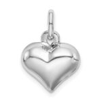 Sterling Silver Rhodium-plated Puffed Heart Charm - Image 3