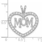Sterling Silver Rhodium-plated CZ Open Heart MOM Pendant - Image 3