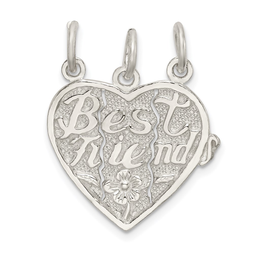 QC601.jpg Sterling Silver Best Friends 3-piece break apart Heart Charm - Image 1