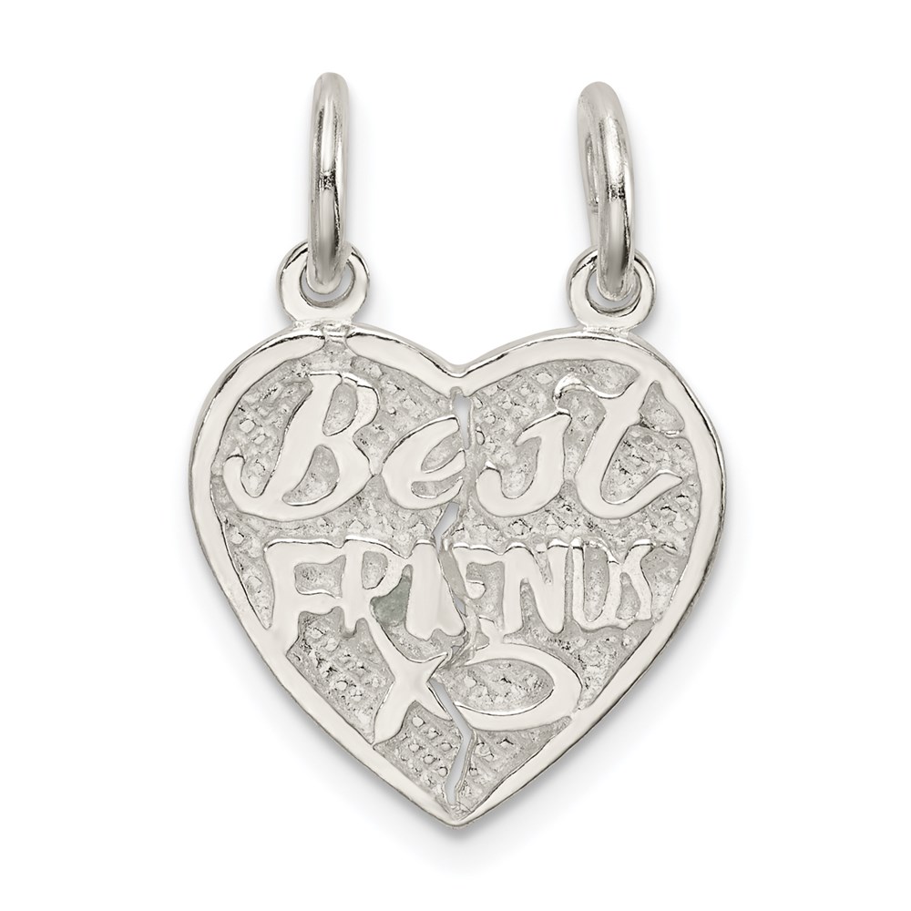 QC602.jpg Sterling Silver Best Friends 2-piece break apart Heart Charm - Image 1