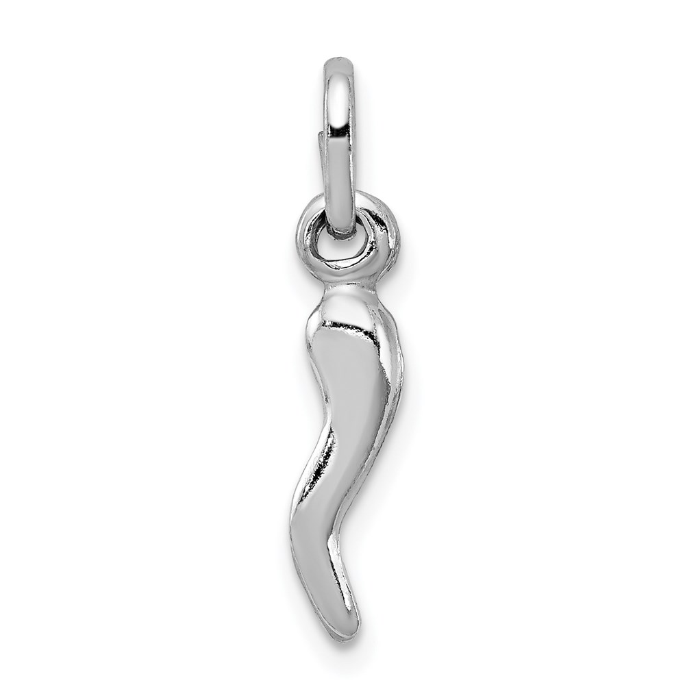 QC6086.jpg Sterling Silver Rhodium-plated Italian Horn Charm - Image 1