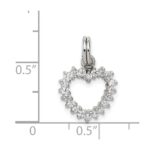 Sterling Silver Rhodium-plated CZ Heart Charm - Image 3