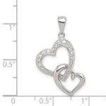Sterling Silver Rhodium-plated Polished Heart and CZ Double Heart Interconnected Pendant - Image 3