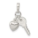 Sterling Silver Heart with Key Charm - Image 3