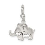 Sterling Silver Rhodium-plated Enameled with CZ Elephant Charm - Image 4