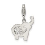 Sterling Silver Rhodium-plated Blue Enameled Elephant Charm - Image 4