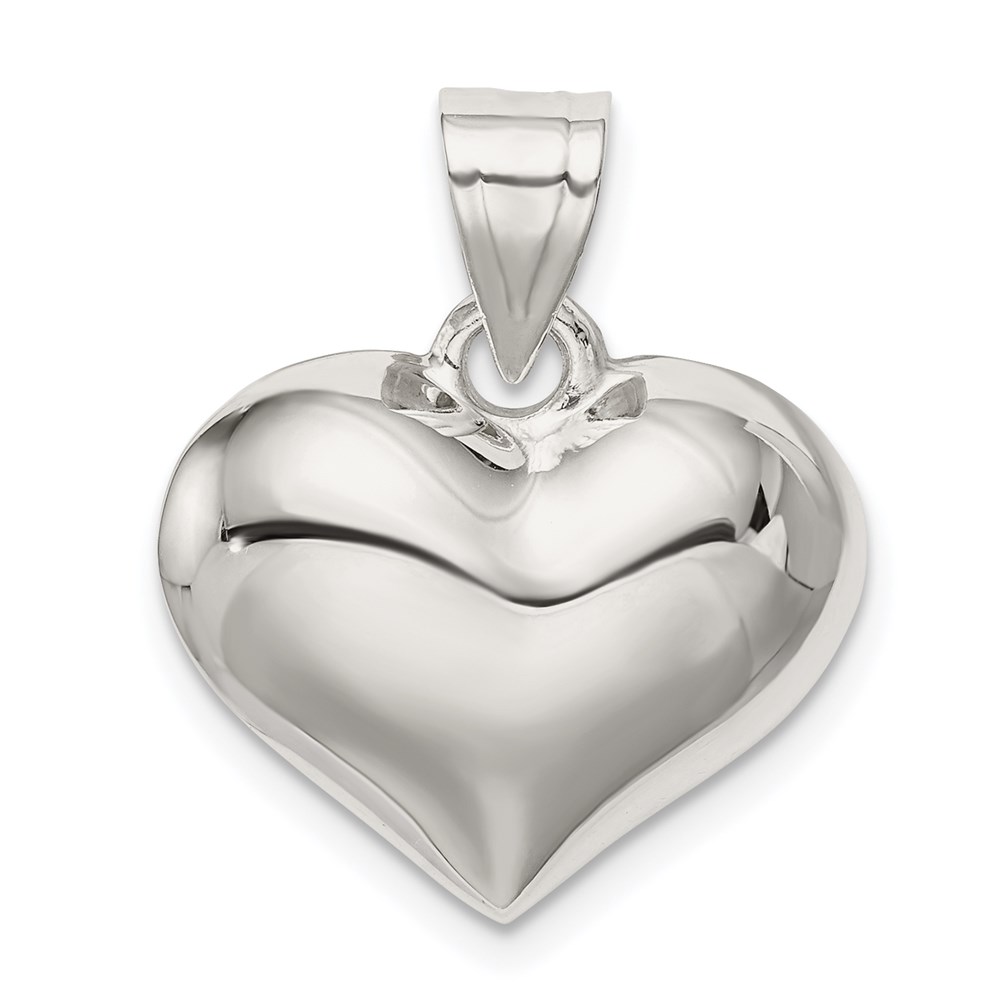 QC624.jpg Sterling Silver Rhodium-plated Puffed Heart Charm - Image 1