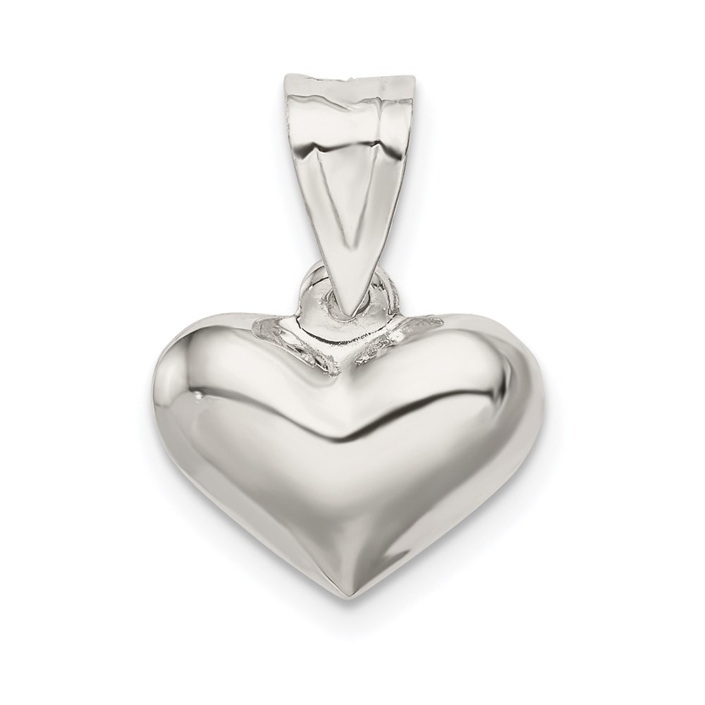 QC625.jpg Sterling Silver Rhodium-plated Puffed Heart Charm - Image 1