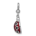Sterling Silver Rhodium-plated Red and Black Enameled Lady bug Charm - Image 2