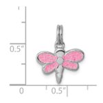 Sterling Silver Rhodium-platedGlitter Enamel Dragonfly Charm - Image 4