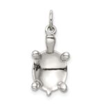 Sterling Silver Rhodium-plated Green Enameled Turtle Pendant - Image 4