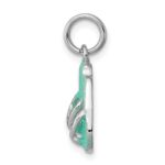 Sterling Silver Rhodium-platedGreen Enamel Flip Flops Charm - Image 2