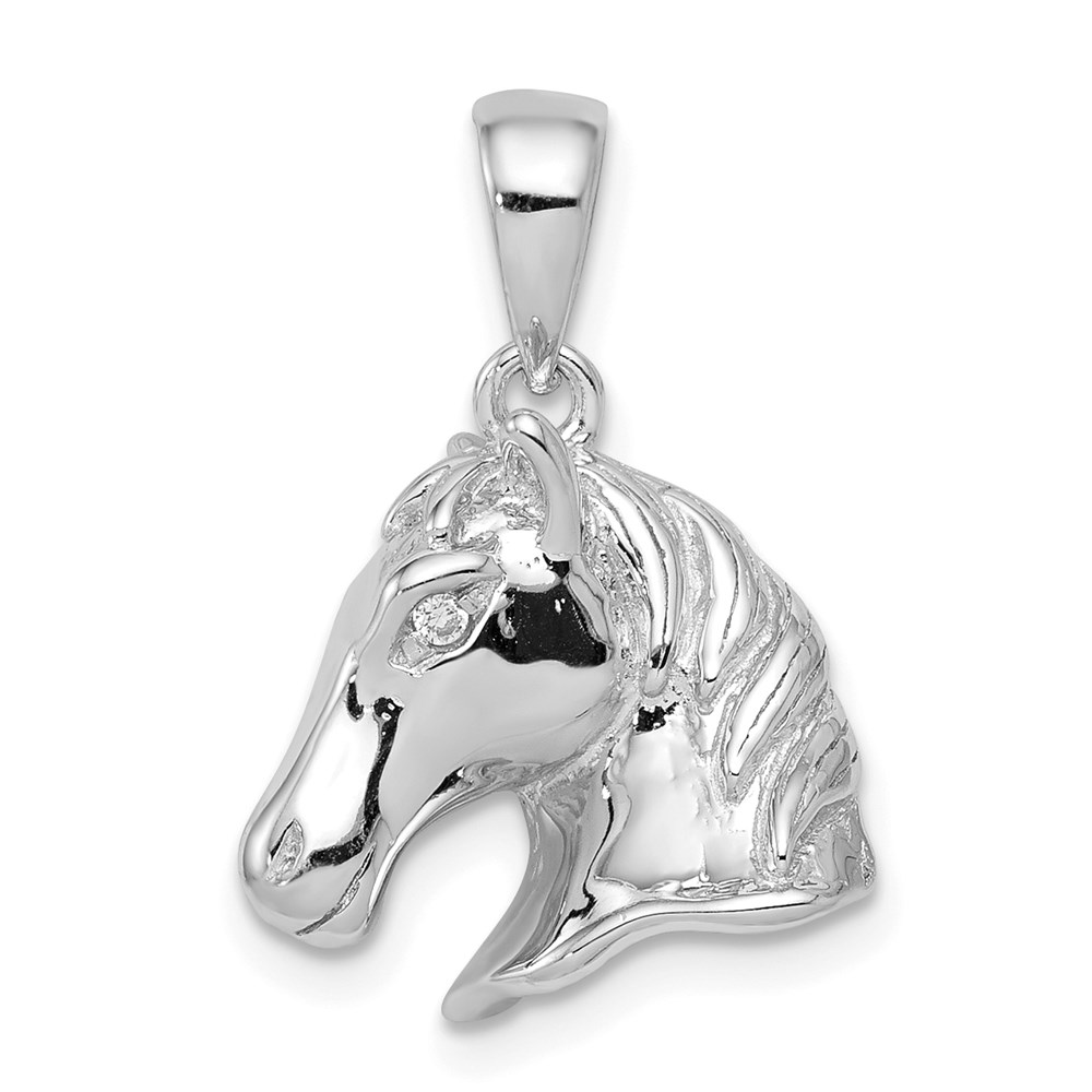QC6366.jpg Sterling Silver Rhodium-plated Horse Pendant - Image 1