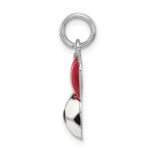 Sterling Silver Rhodium-platedEnamel I Heart Soccer Ball Charm - Image 2