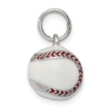 Sterling Silver Rhodium-plated 3D Enamel Baseball Charm - Image 2