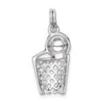 Sterling Silver Rhodium-platedEnamel Basketball & Hoop Charm - Image 4