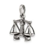 Sterling Silver Antiqued Libra Zodiac Pendant - Image 5