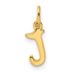 Sterling Silver Gold-tone Polished Letter J Initial Charm