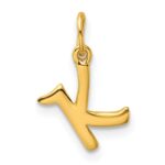 Sterling Silver Gold-tone Polished Letter K Initial Charm
