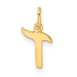 Sterling Silver Gold-tone Polished Letter T Initial Charm - Image 3