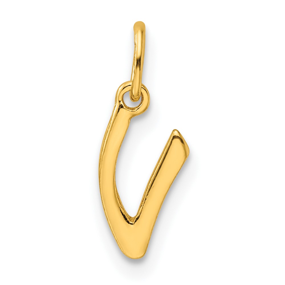 QC6511VGP.jpg Sterling Silver Gold-tone Polished Letter V Initial Charm - Image 1