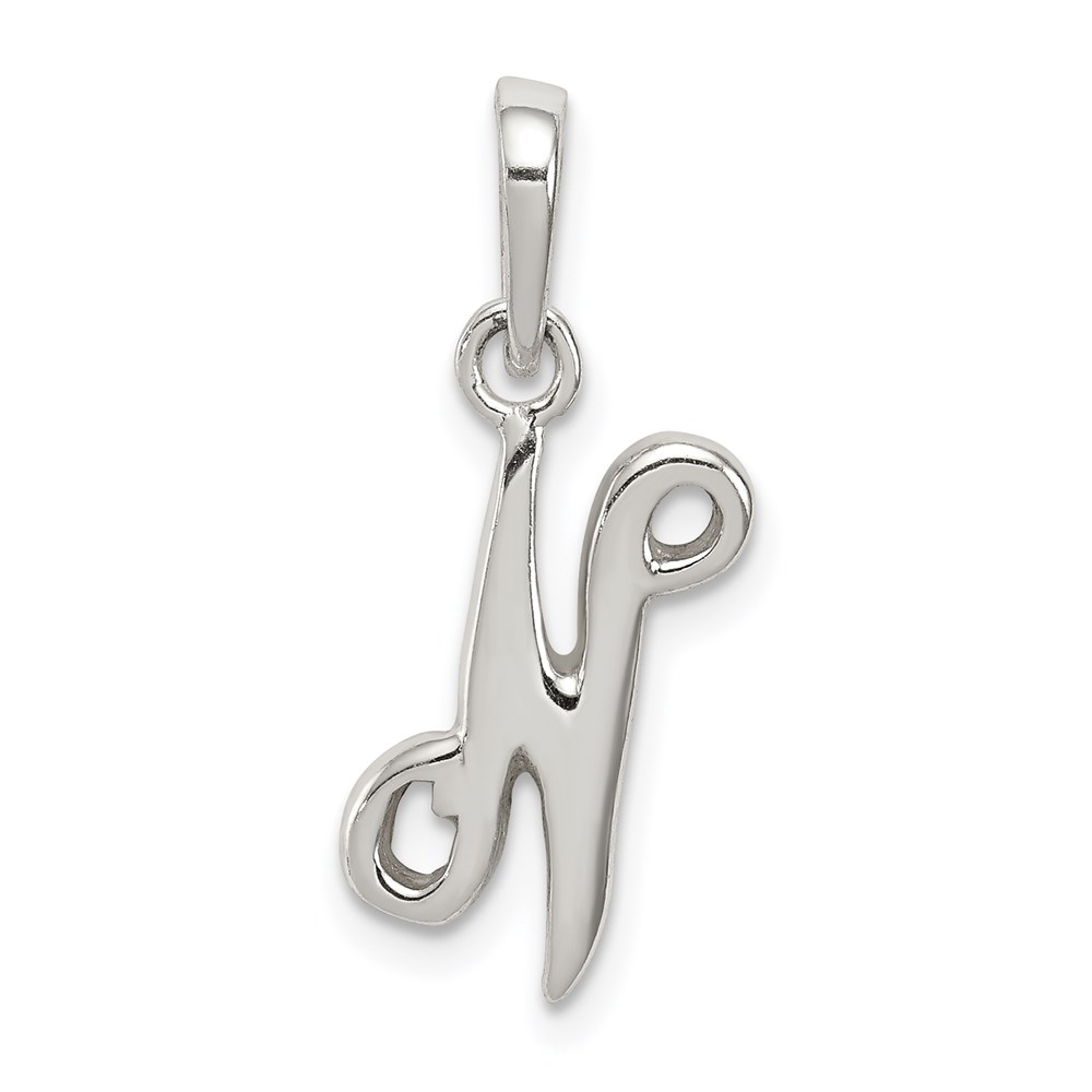 QC6512N.jpg Sterling Silver Letter N Initial Pendant - Image 1