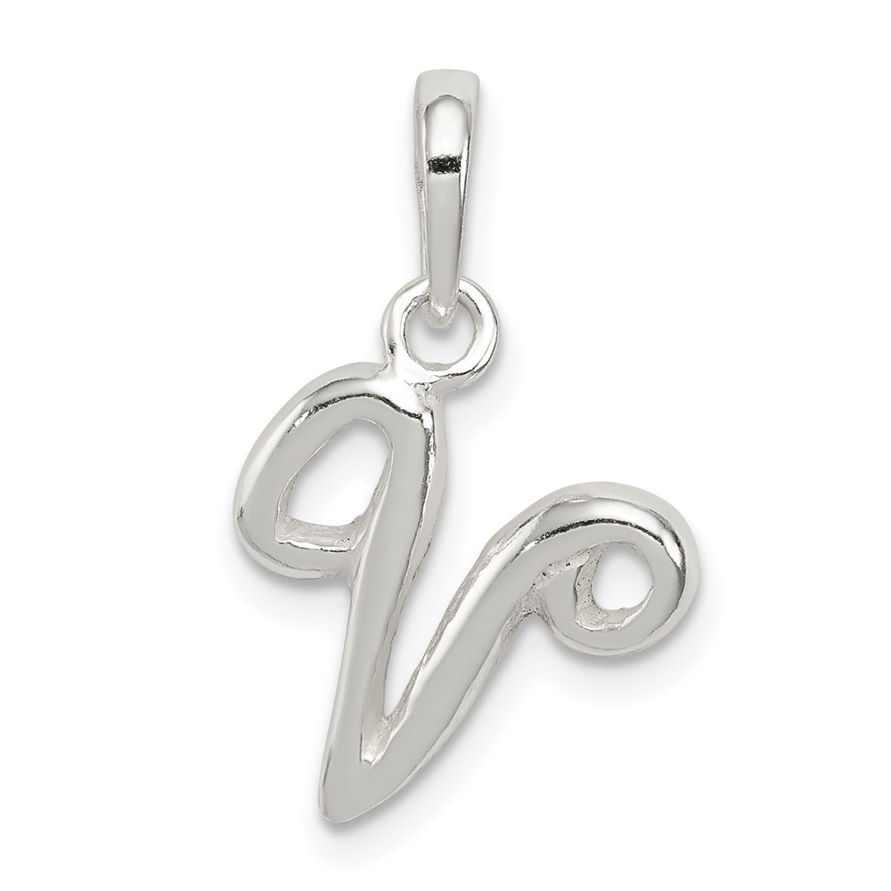 QC6512V.jpg Sterling Silver Letter V Initial Pendant - Image 1