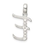 Sterling Silver CZ Letter E Initial Pendant - Image 3