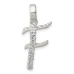 Sterling Silver CZ Letter F Initial Pendant