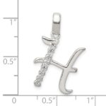 Sterling Silver CZ Letter H Initial Pendant - Image 4