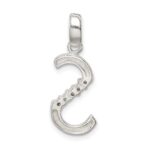 Sterling Silver CZ Letter S Initial Pendant - Image 3