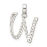 Sterling Silver CZ Letter W Initial Pendant - Image 3