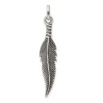 Sterling Silver Antiqued Feather Pendant - Image 4