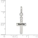 Sterling Silver Rhodium-plated CZ Faith Cross Clip-on Charm - Image 3