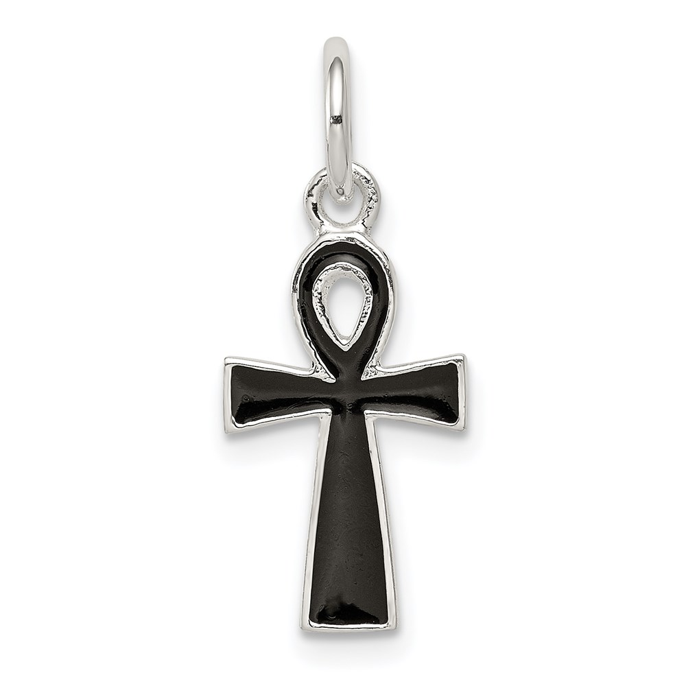 QC6674.jpg Sterling Silver Black Enamel Cross Pendant - Image 1