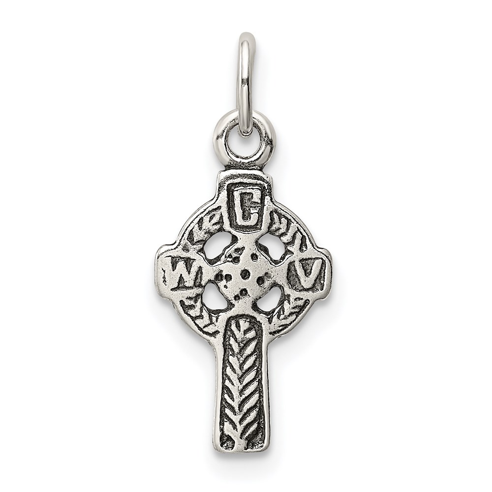 QC6678.jpg Sterling Silver Antiqued Celtic Cross Charm - Image 1