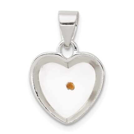 Sterling Silver Rhodium-plated Enameled Mustard Seed Heart Pendant